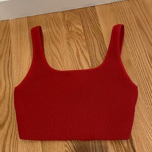 Artizia Babaton Red Ribbed Crop Top